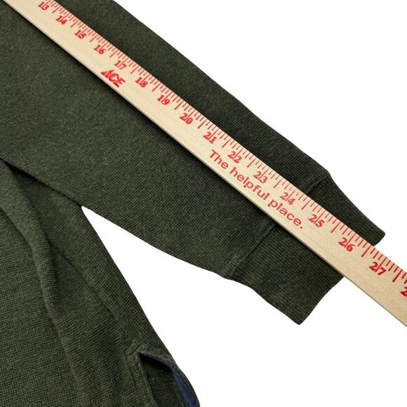 LL Bean Vintage Sweater Green Henley Ribbed Knit Pullover Mens XL Tall - Picture 5 of 6